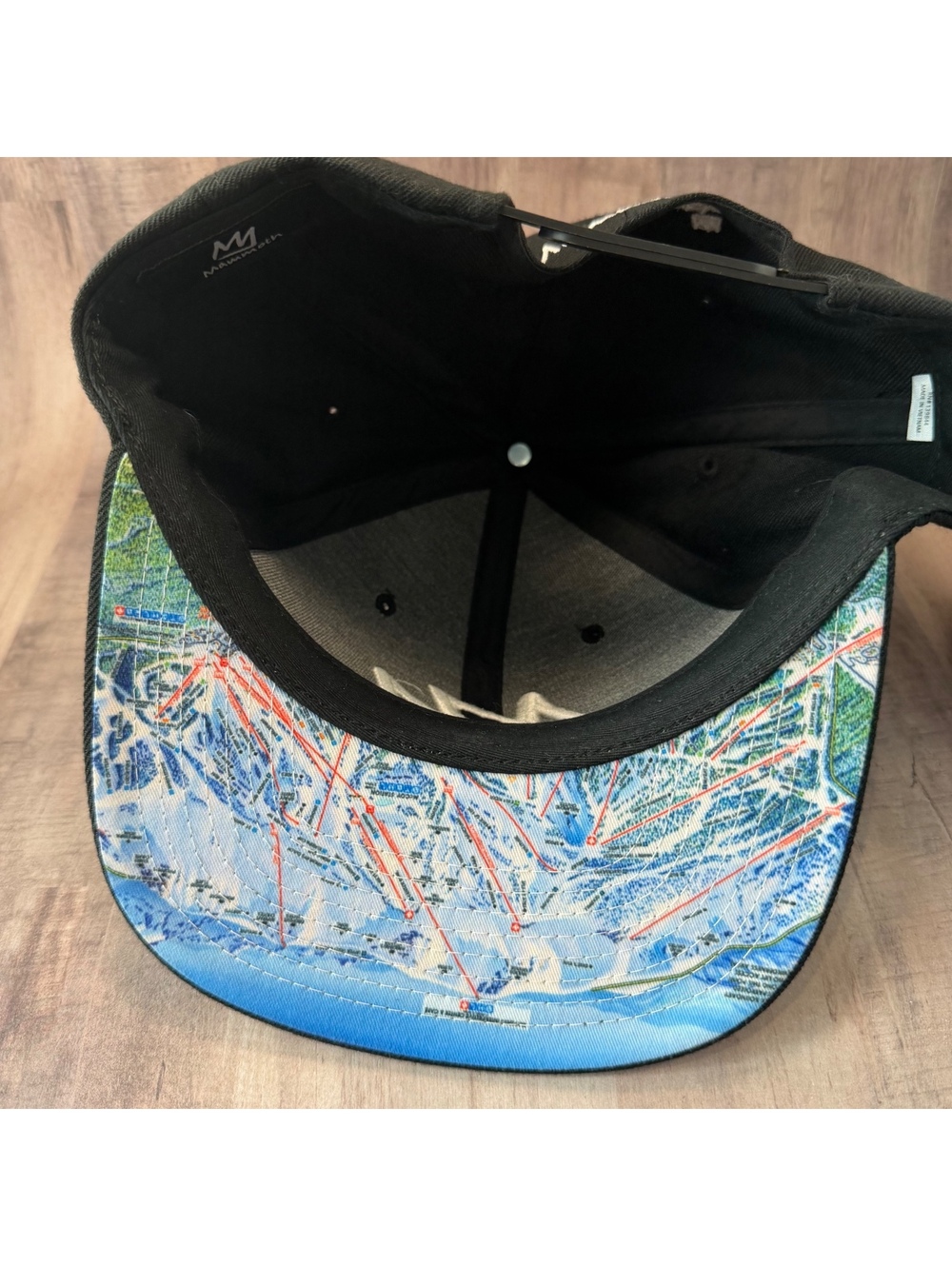 Mammoth Mountain Hat Crown Black White Map Under Brim Snapback Cap Wool Blend - Picture 2 of 9